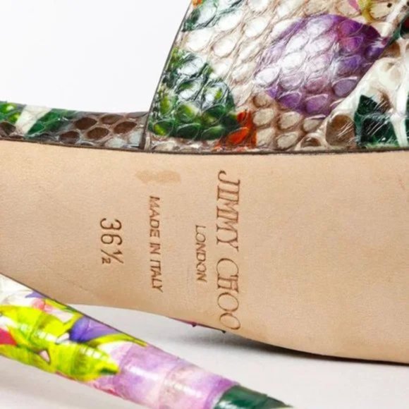 Jimmy Choo Lola Floral Python Platform Sandals - Picture 5 of 10